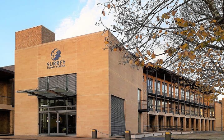 Photograph of the Surrey County Council main offices in Reigate.